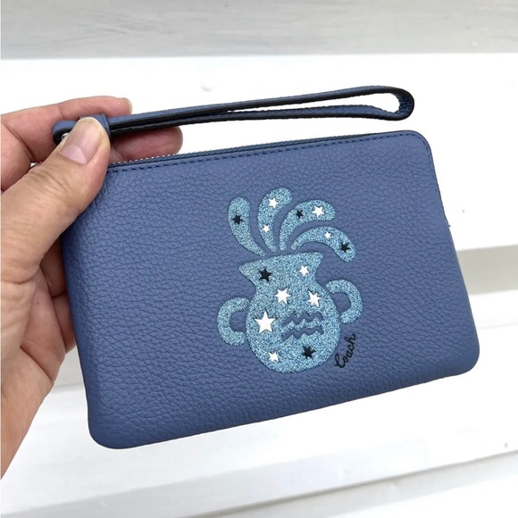 Coach Bags Coach Zodiac Sign Corner Zip Wristlet With Aquarius Limited Edition Nwt Poshmark